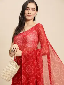 Rani Saahiba Red Bandhani Saree