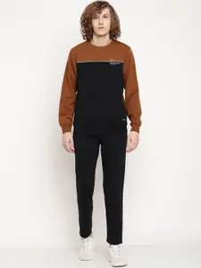 Octave Men Brown & Black Colorblocked Tracksuits