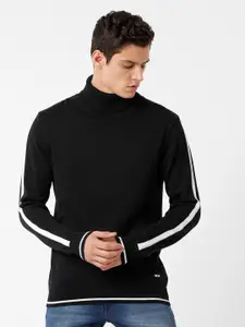 WROGN Men Black Turtle Neck Sweatshirt