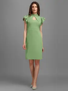 PURVAJA Women Keyhole Neck Sheath Dress