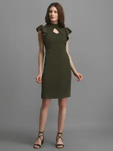 PURVAJA Women Keyhole Neck Sheath Dress