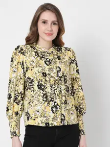Vero Moda Yellow & Black Floral Print Top