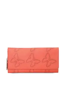 Butterflies Women Orange Self-Design Twofold Wallet