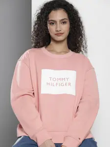 Tommy Hilfiger Women Pink Brand Logo Embroidered Sweatshirt