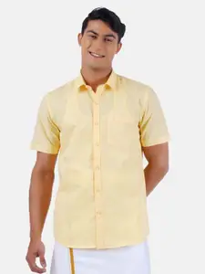 Ramraj Men Beige Pure Cotton Casual Shirt