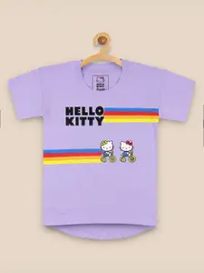 Kids Ville Girls Purple Hello Kitty Printed Pure Cotton T-shirt
