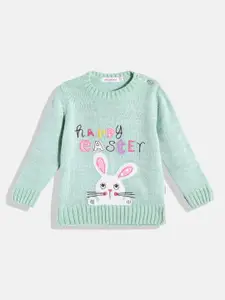 Wingsfield Girls Sea Green & White Printed Pullover with Applique Detail