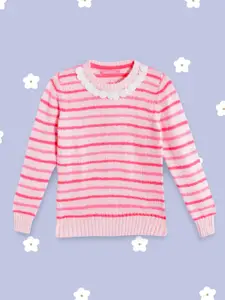 Wingsfield Girls Pink Striped Pullover