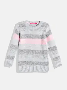 Wingsfield Girls Grey & Pink Striped Pullover