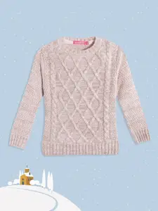Wingsfield Girls Beige Cable Knit Pullover