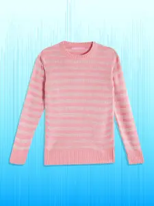 Wingsfield Girls Pink Striped Pullover