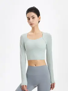 JC Collection Women Green Solid Nylon Crop Top