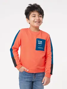 Ed-a-Mamma Boys Orange Printed Sweatshirt