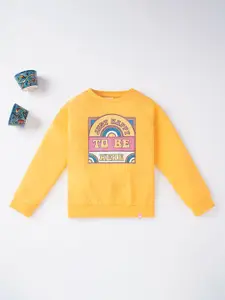 Ed-a-Mamma Girls Yellow Printed Sweatshirt