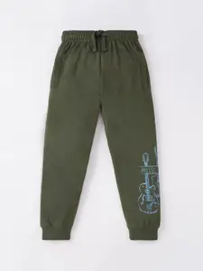 Ed-a-Mamma Boys Olive Solid Cotton Drawstring Joggers