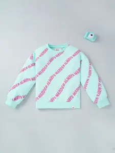 Ed-a-Mamma Girls Blue Printed Sweatshirt