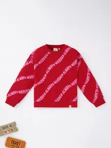 Ed-a-Mamma Girls Red Printed Sweatshirt