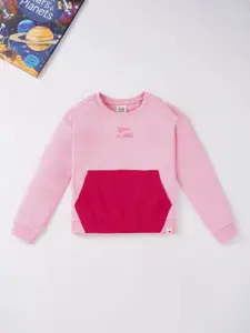 Ed-a-Mamma Girls Pink Colourblocked Sweatshirt
