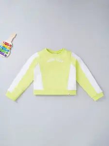 Ed-a-Mamma Girls Green Printed Sweatshirt