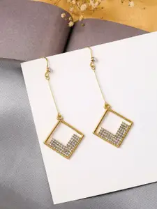 Yellow Chimes Gold-Toned Contemporary Drop Earrings