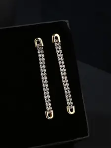 Yellow Chimes Gold-Toned Contemporary Drop Earrings