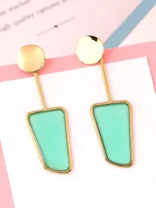 Yellow Chimes Turquoise Blue Gold Plated Geometrical Drop Earrings