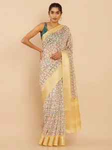 Soch Cream-Coloured & Blue Art Silk Saree