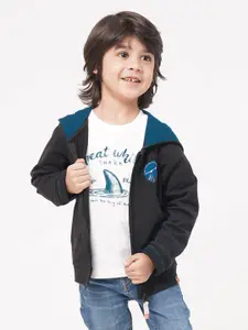 Ed-a-Mamma Boys Black Open Front Jacket with Patchwork