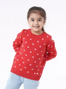 Ed-a-Mamma Girls Red & White Printed Pullover