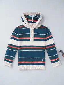 Ed-a-Mamma Boys Blue & White Striped Cotton Pullover
