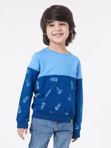 Ed-a-Mamma Boys Blue Printed Sweatshirt