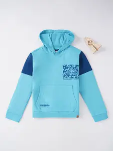 Ed-a-Mamma Boys Blue Printed Hooded Sweatshirt