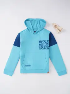 Ed-a-Mamma Boys Blue Printed Hooded Sweatshirt