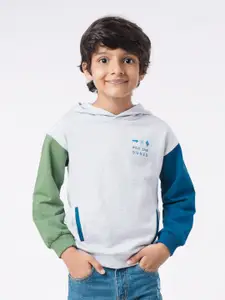 Ed-a-Mamma Boys Grey Colourblocked Hooded Sweatshirt