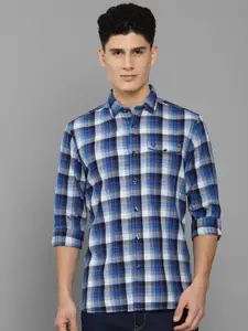 Allen Solly Sport Men Blue Tartan Checks Roll-Up Sleeves Casual Shirt