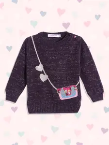 Wingsfield Girls Purple Pullover with Applique Detail