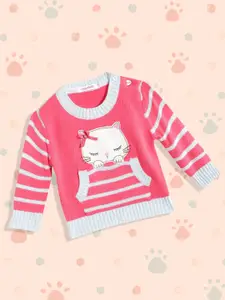 Wingsfield Girls Pink & White Hello Kitty Animal Graphics Pullover