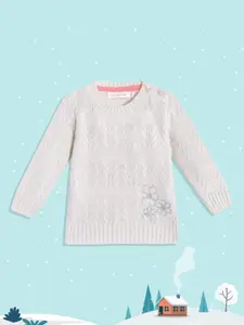 Wingsfield Girls White Cable Knit Pullover