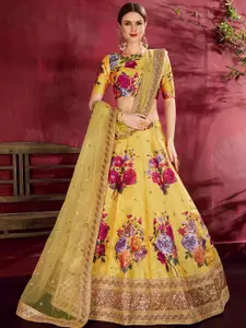 FABPIXEL Printed Semi-Stitched Lehenga & Unstitched Blouse With Dupatta
