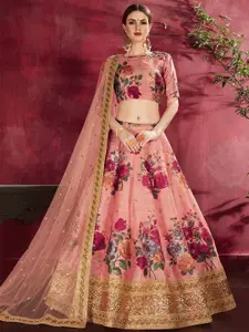 FABPIXEL Printed Semi-Stitched Lehenga & Unstitched Blouse With Dupatta