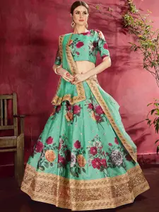 FABPIXEL Printed Semi-Stitched Lehenga & Unstitched Blouse With Dupatta