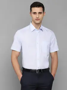 Louis Philippe Men Blue Pure Cotton Micro Ditsy Spread Collar Short Sleeves Formal Shirt
