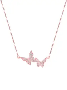 GIVA White 925 Sterling Silver Rose Gold-Plated Necklace