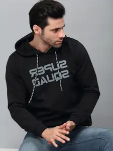 Rigo Men Black Printed Hooded Sweatshirt