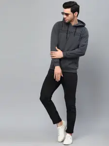 Rigo Men Grey Printed Hooded Sweatshirt
