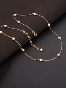 GIVA 925 Silver Golden Delicate Pearl Necklace