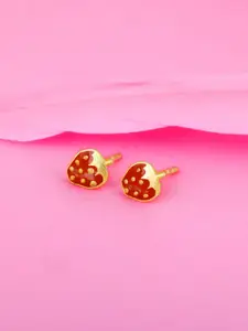 GIVA 925 Silver Golden Cute Strawberry Kids Earrings