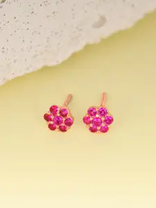GIVA Magenta Contemporary Rose Gold-Plated Studs Earrings