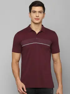 Louis Philippe Sport Men Maroon Printed Polo Collar Slim Fit Cotton T-shirt