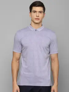 Louis Philippe Sport Men Purple Printed Polo Collar Slim Fit Cotton T-shirt